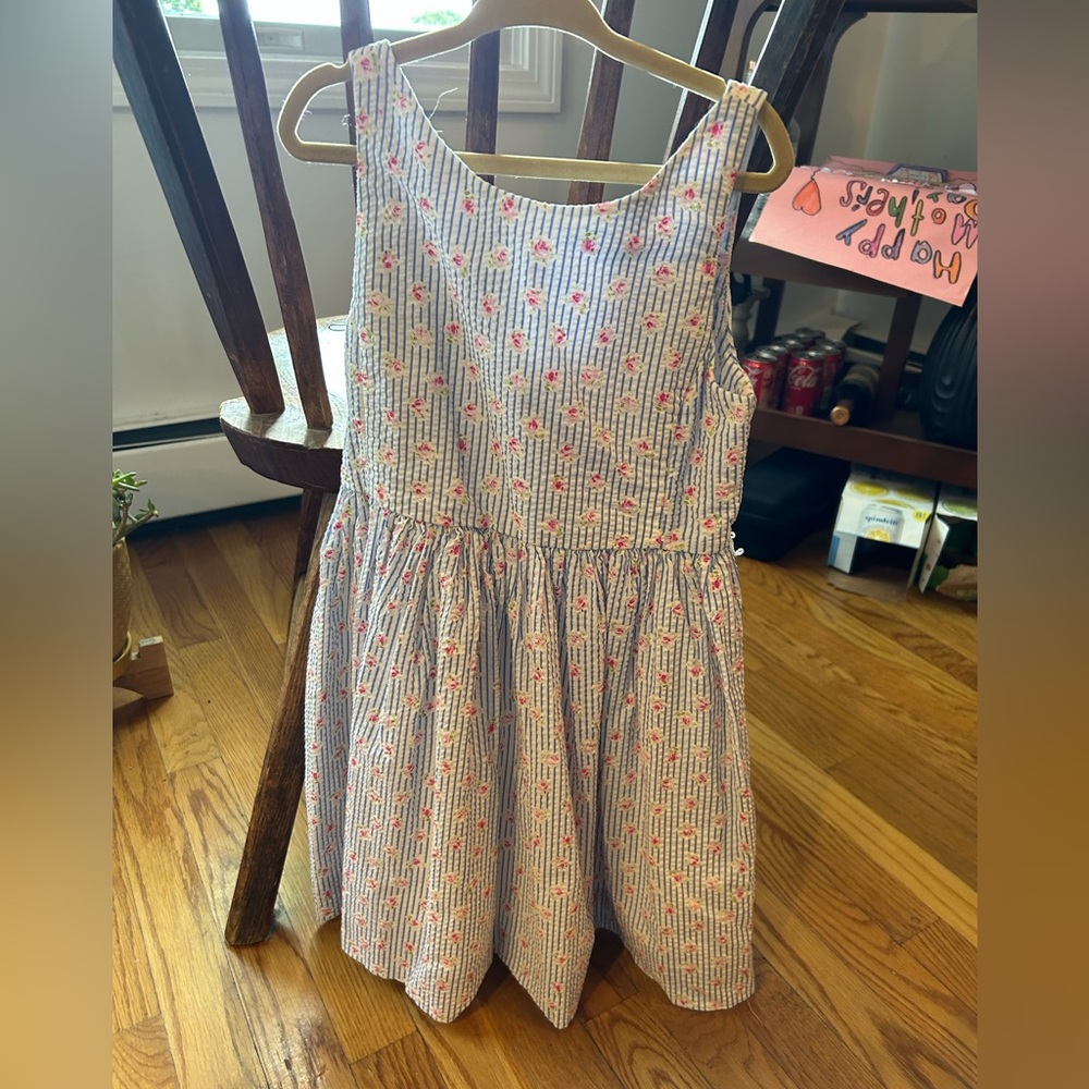 Polo girls seersucker and rose print summer dress